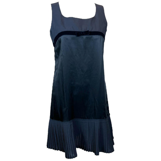 Miu Miu Navy Blue Silk Mini Dress with Bow