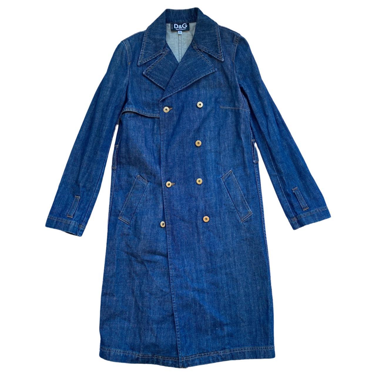 Dolce & Gabbana Denim Trench Coat Dark Wash Double-Breasted