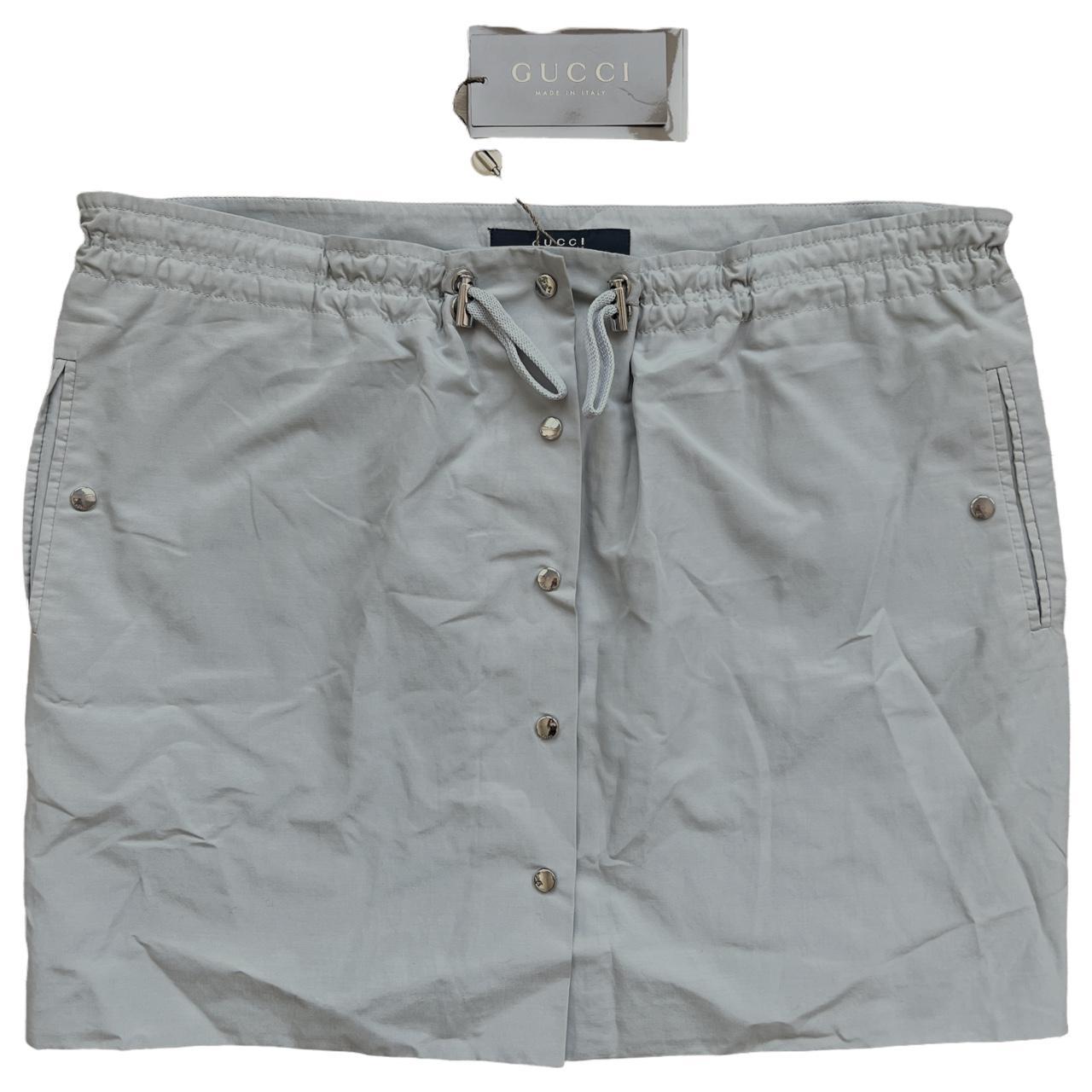 Gucci by Tom Ford Gray Button-Up Adjustable Nylon Mini Skirt