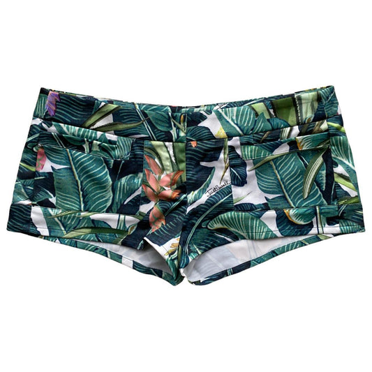 Just Cavalli by Roberto Cavalli Tropical Banana Leaf Printed Micro Mini Shorts