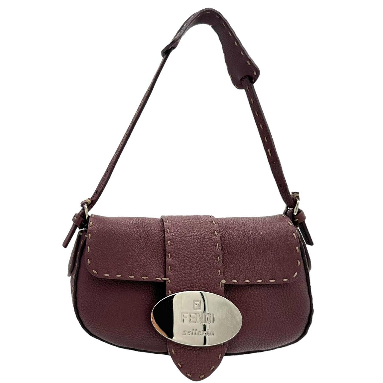 Fendi Selleria Burgundy leather Mini Crescent Shoulder Bag - Outfit Repeater