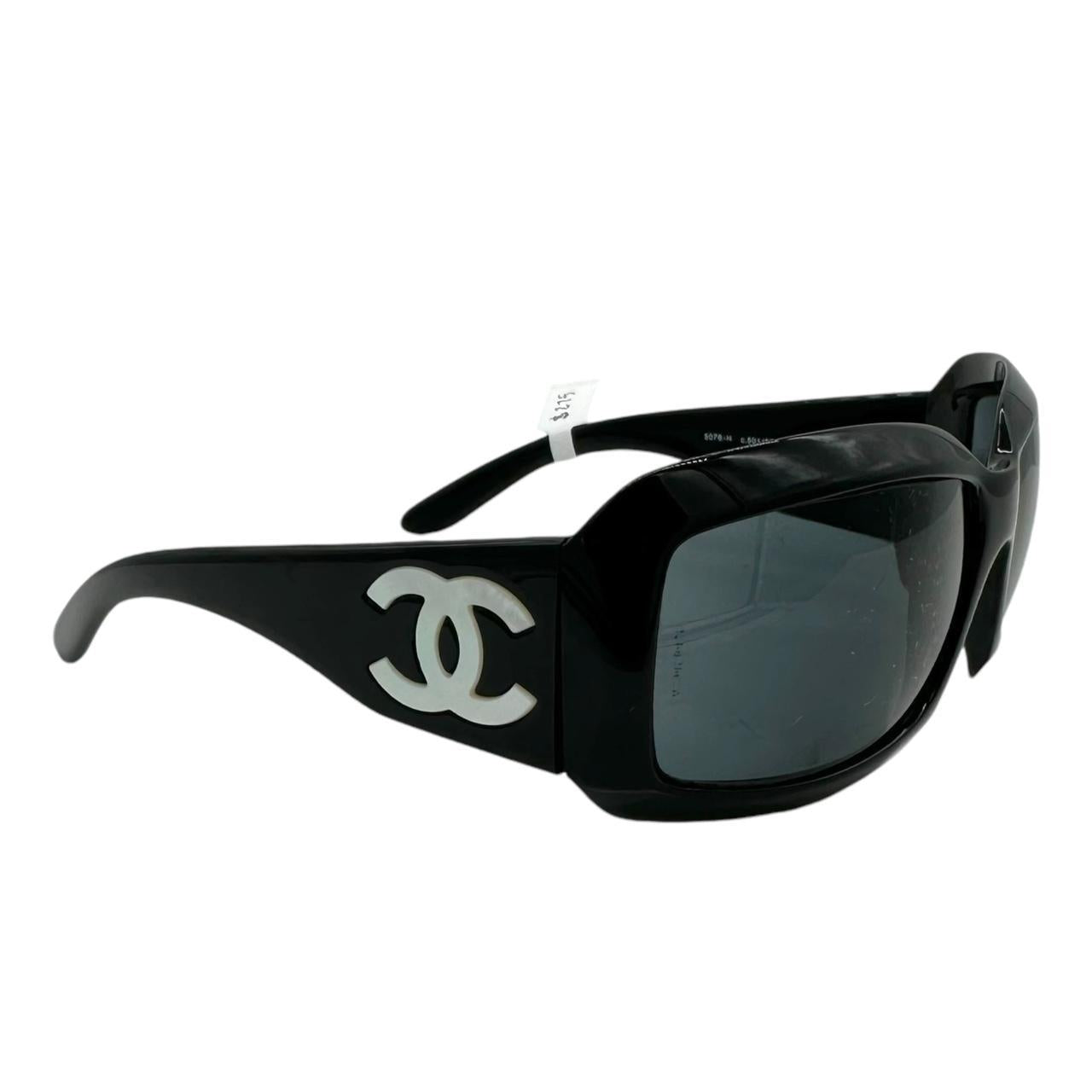 Chanel Mother of Pearl 5076 Black Oversized Sunglasses - Outfit Repeater