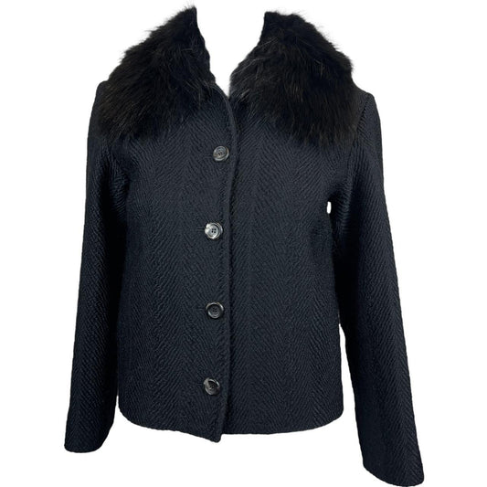 Dolce & Gabbana Black Wool Coat with Real Fur Collar - Outfit Repeater