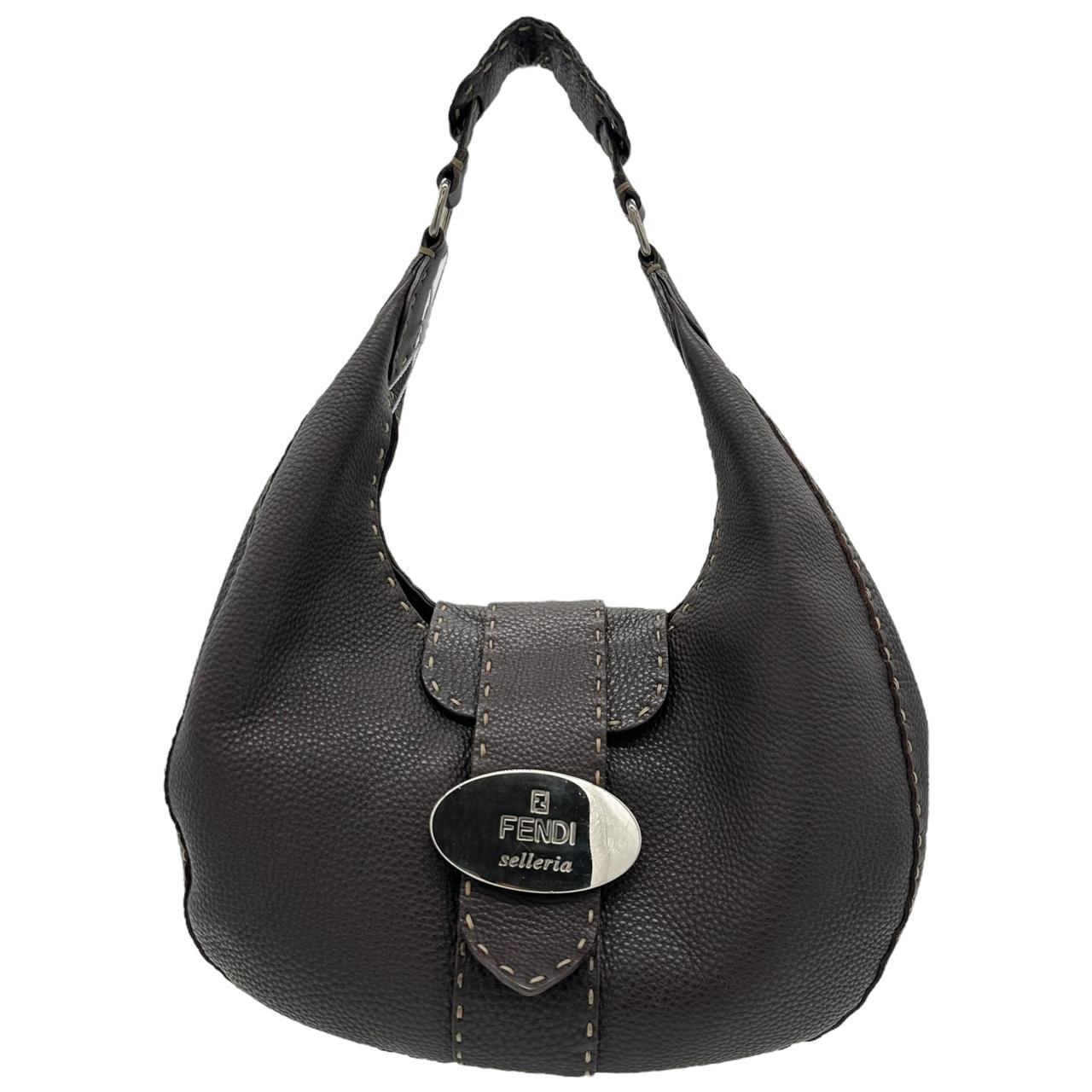 Fendi Selleria Gray Leather Crescent Shoulder Bag - Outfit Repeater