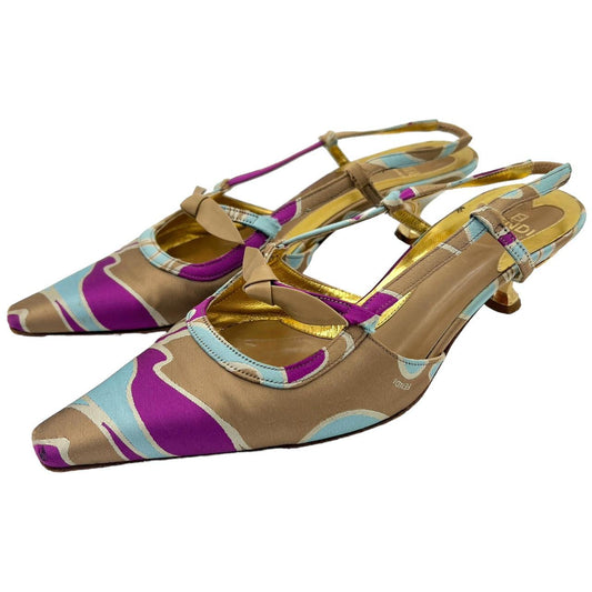 Fendi Printed Silk Pointed Toe Kitten Heels - Outfit Repeater