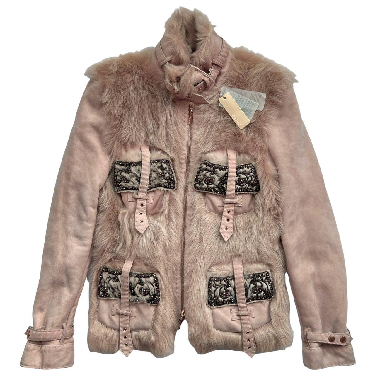 Roberto Cavalli Fall/Winter 2004 Pink Leather and Fur Beaded Jacket - Outfit Repeater