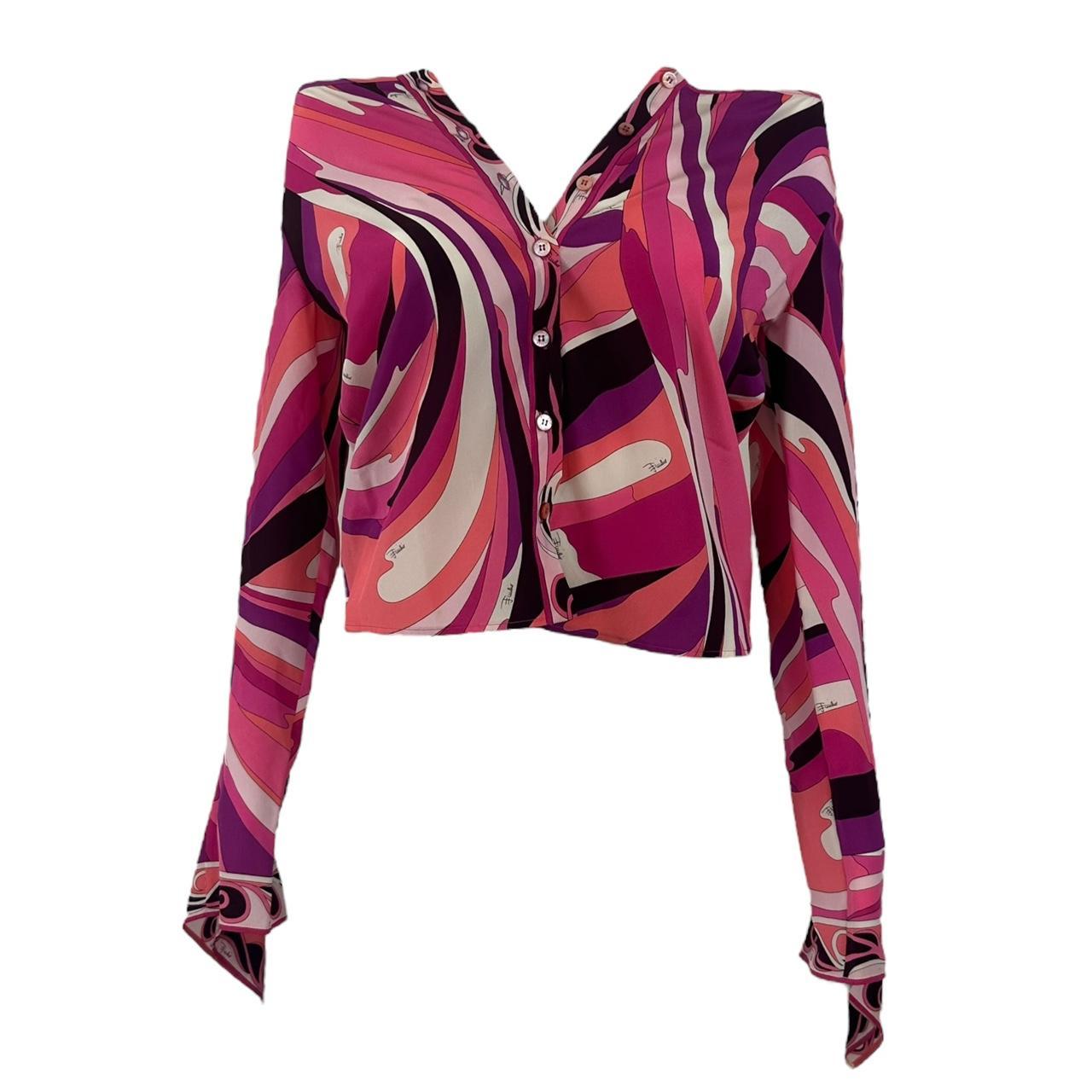 Emilio Pucci Pink Printed Silk Blouse Top - Outfit Repeater