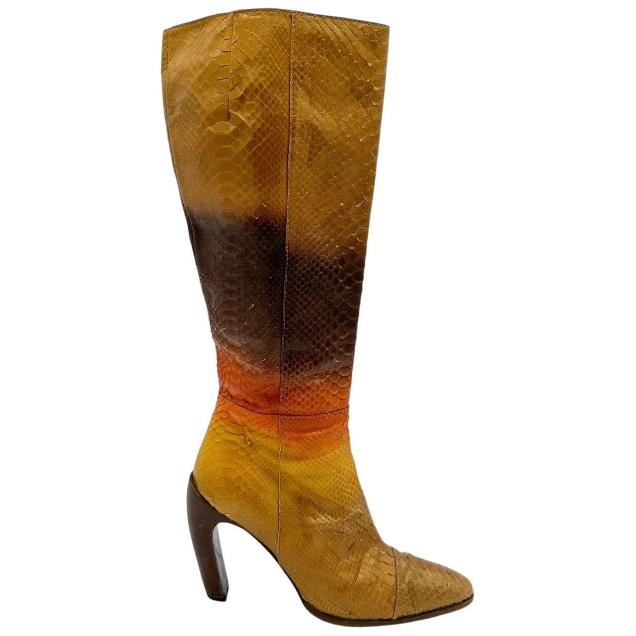 Fendi Python Gradient Heeled Knee High Boots