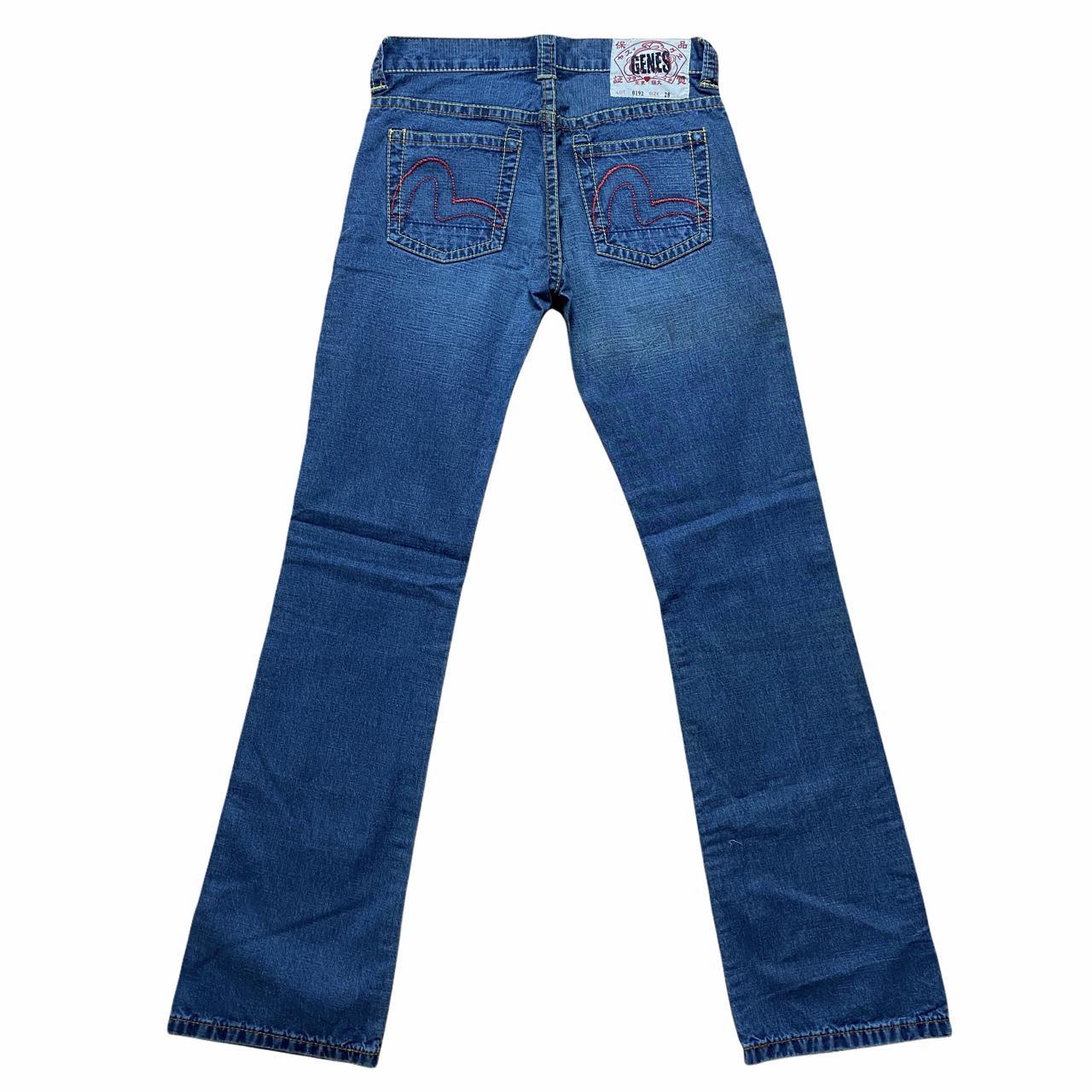 Evisu Genes Multicolor Stitching Low Rise Bootcut Jeans