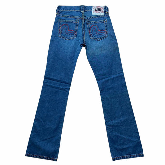 Evisu Genes Multicolor Stitching Low Rise Bootcut Jeans