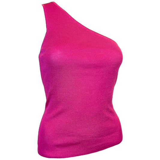 Gucci By Tom Ford Pink Silk Knit One Shoulder Tank Top - Outfit Repeater