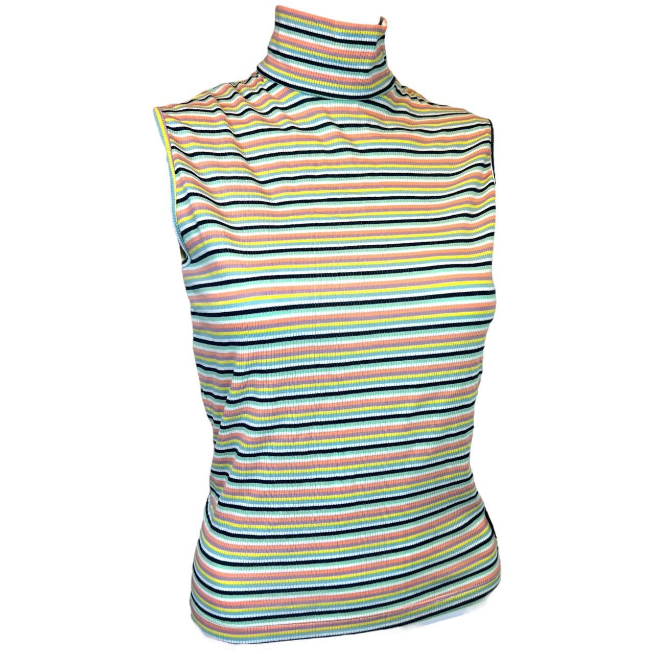 Versace Jeans Couture Multicolor Striped Sleveless Turtleneck Tank