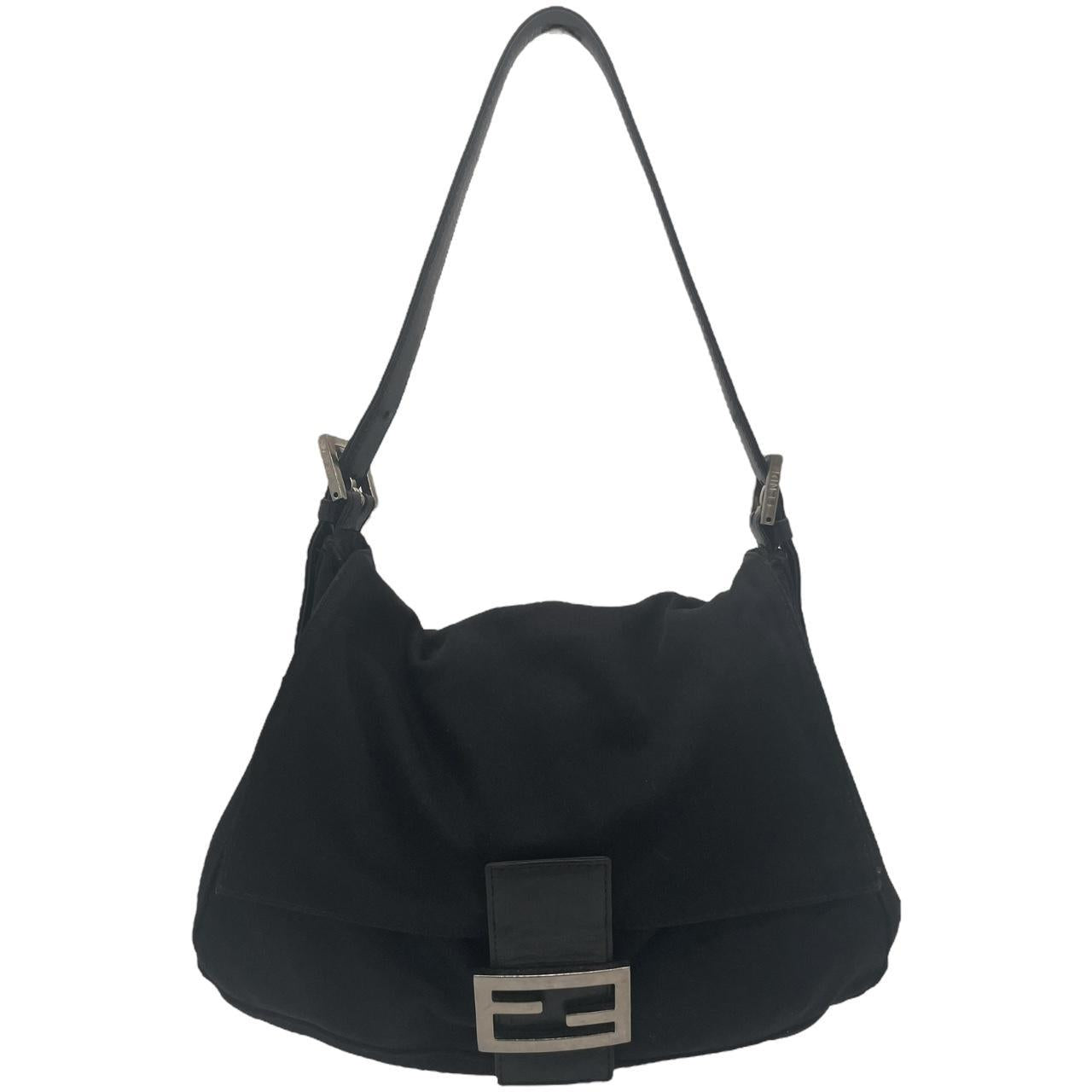 Fendi Black Neoprene Mama Baguette Shoulder Bag