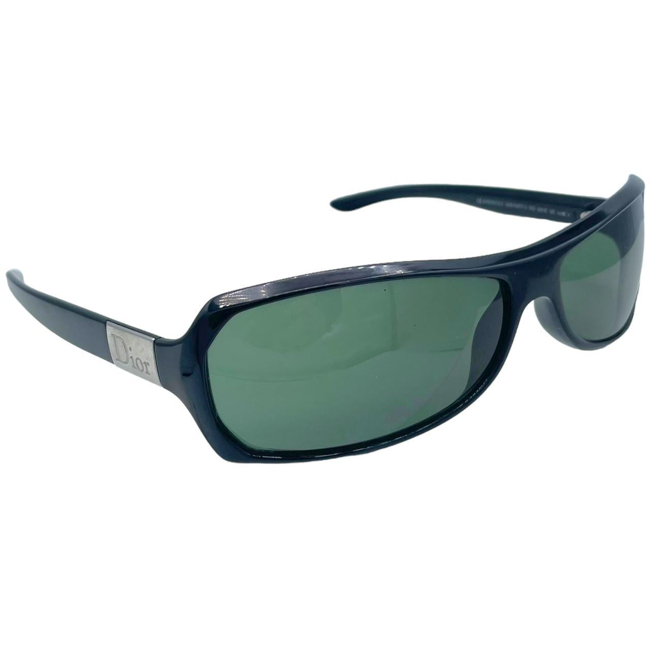 Dior Party 2 Black Silver Sunglasses Green Tinted Lenses