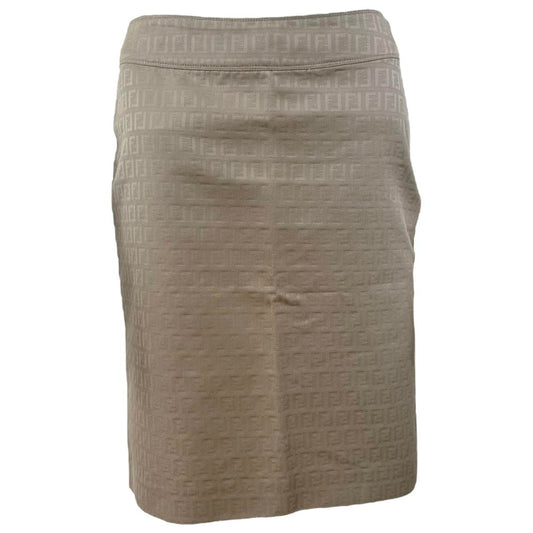 Fendi Tan Zucchino Monogram Midi Skirt