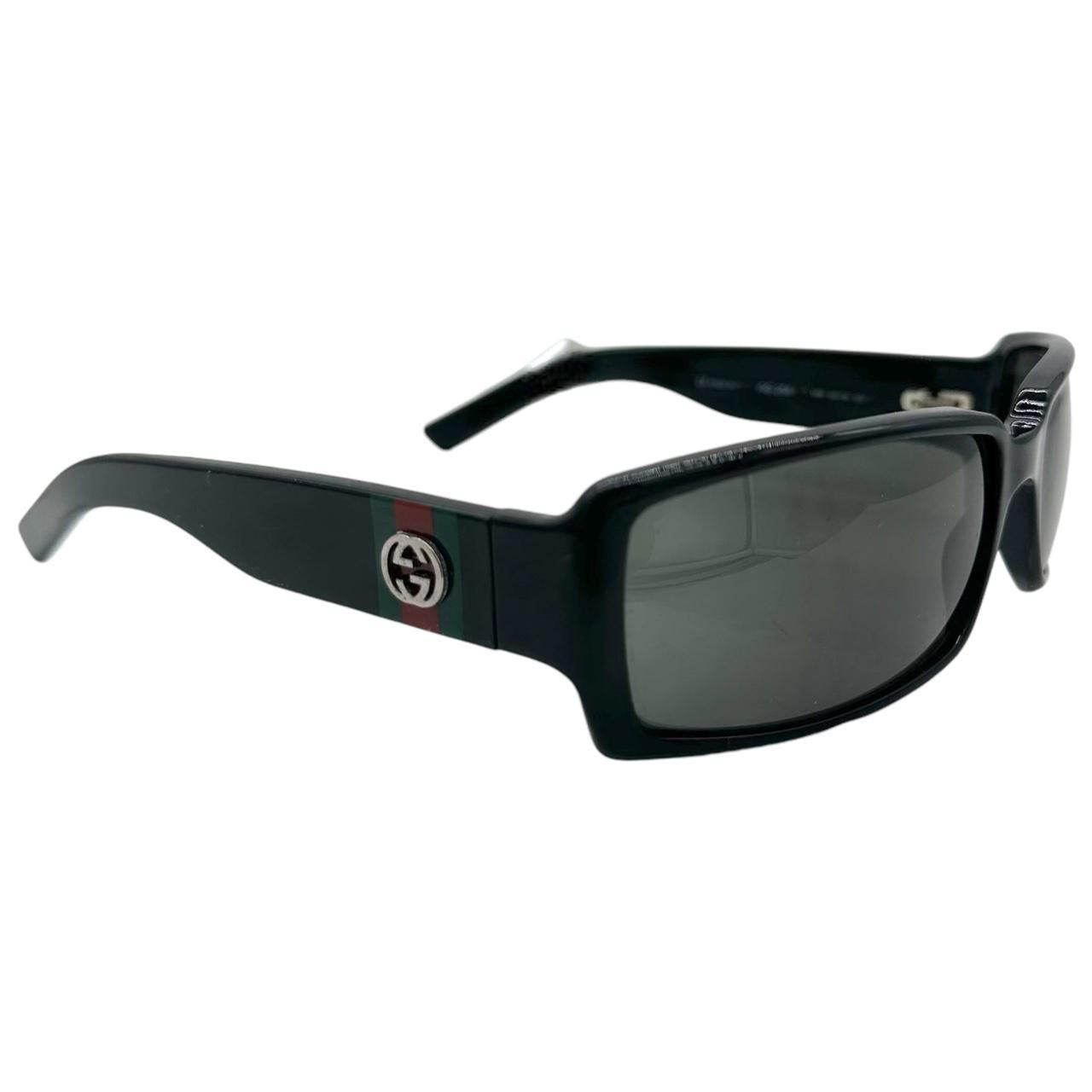 Gucci Black Rectangle Logo Arm Sunglasses