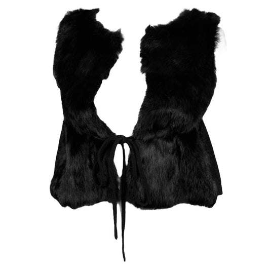 Fendi Jeans Black Rabbit Fur Cropped Knit Vest