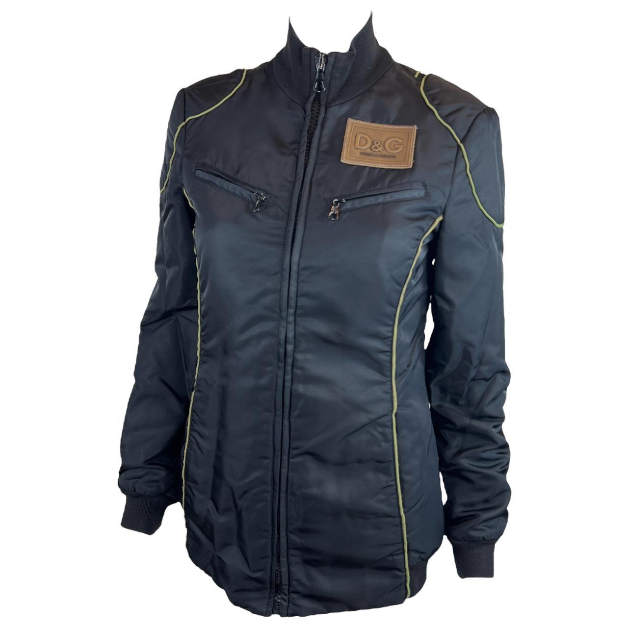 Dolce & Gabbana Black Racing Style Bomber Jacket with Logo Patch - Outfit Repeater