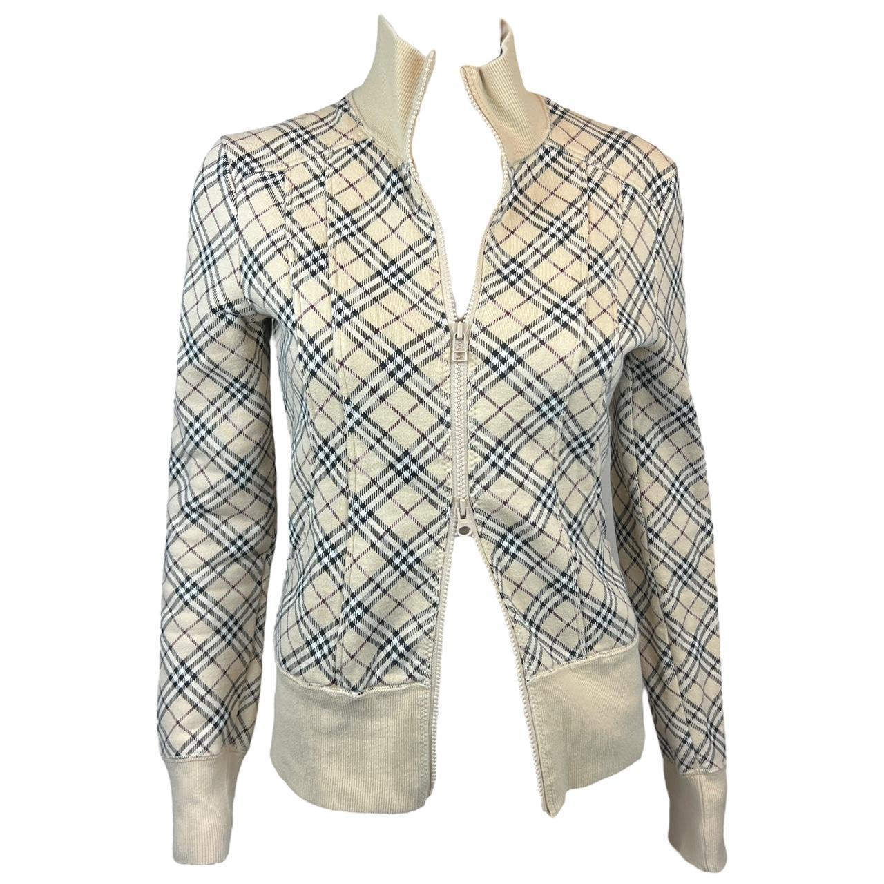 Burberry Blue Label Tan Nova Check Plaid Double Zip Track Jacket - Outfit Repeater