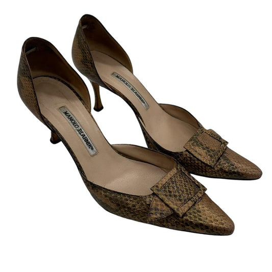 Manolo Blahnik Tan Snakeskin D'Orsey Heels