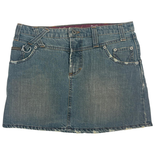 Dolce & Gabbana Faded Distressed Blue Denim Mini Skirt