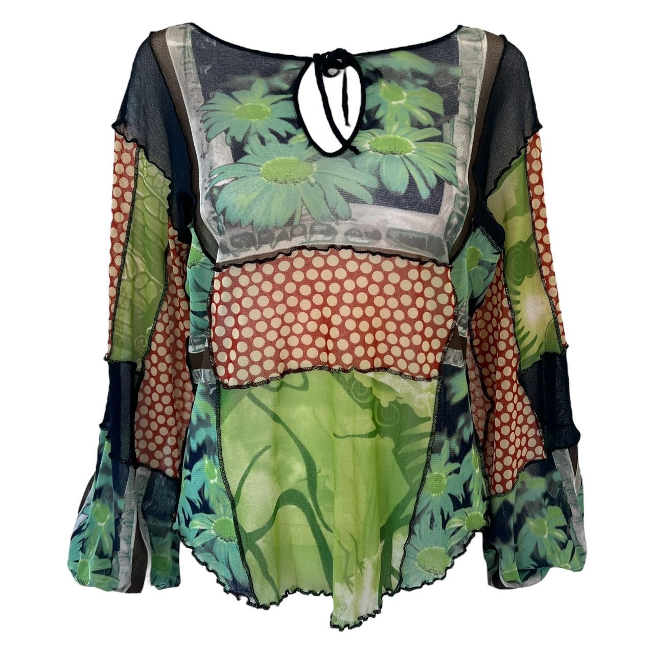 Jean Paul Gaultier Soleil Patchwork Printed Mesh Blouse Top - Outfit Repeater