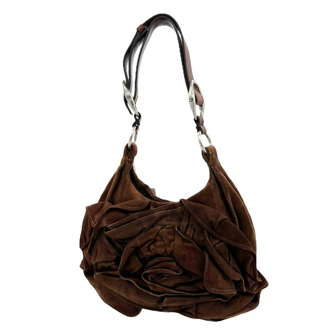 Yves Saint Laurent Brown Suede Nadja Rose Shoulder Bag - Outfit Repeater