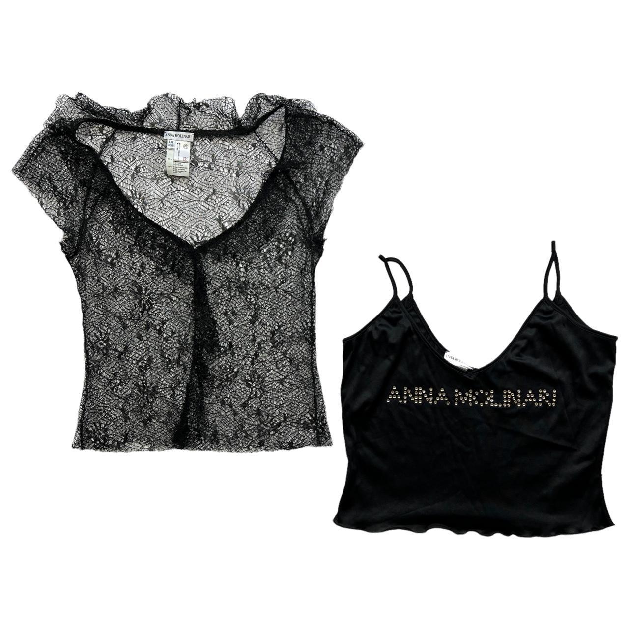 Anna Molinari Bedazzled Logo Cami And Lace Top Set