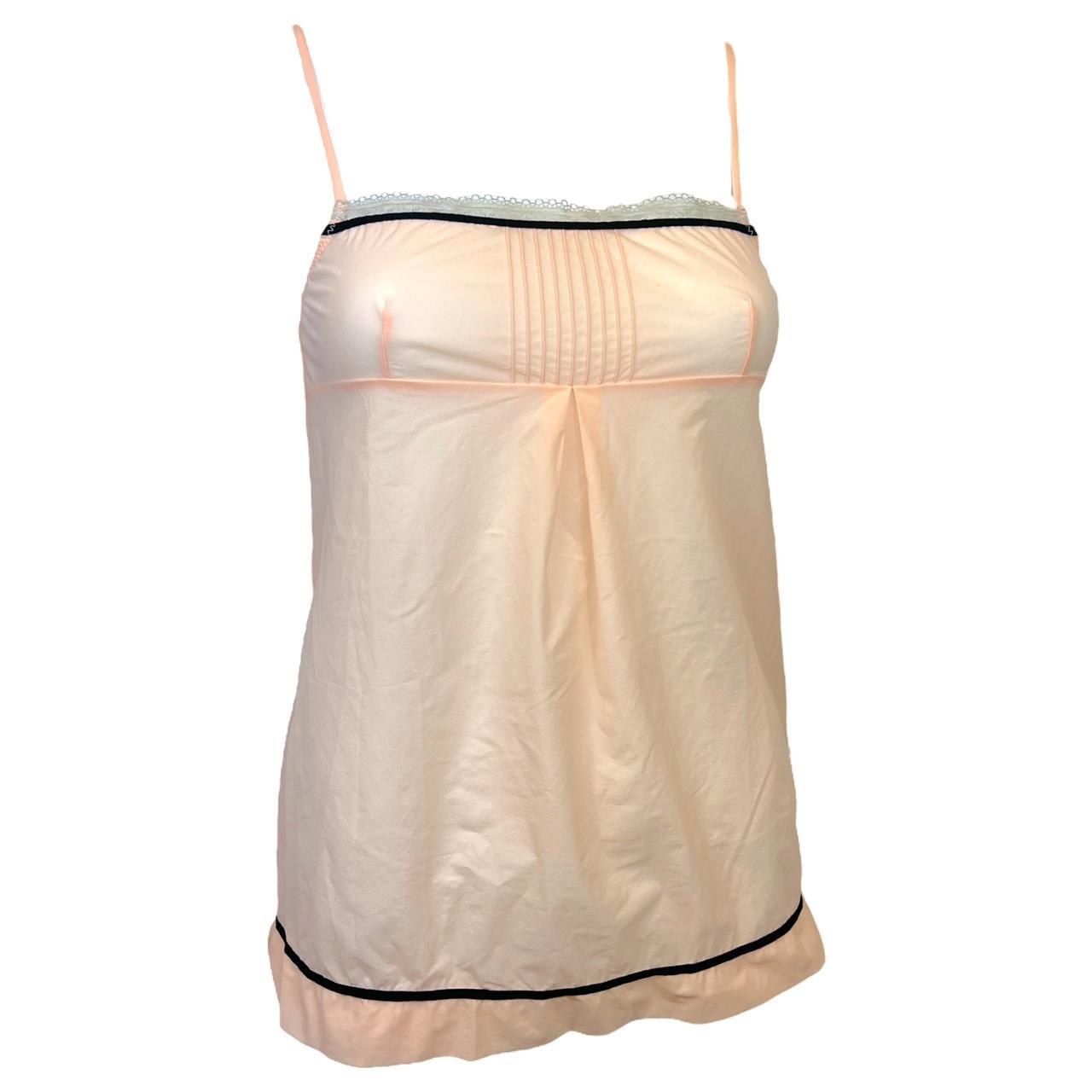 Chloé Semi-Sheer Pale Pink Tank with Black Trim - Outfit Repeater