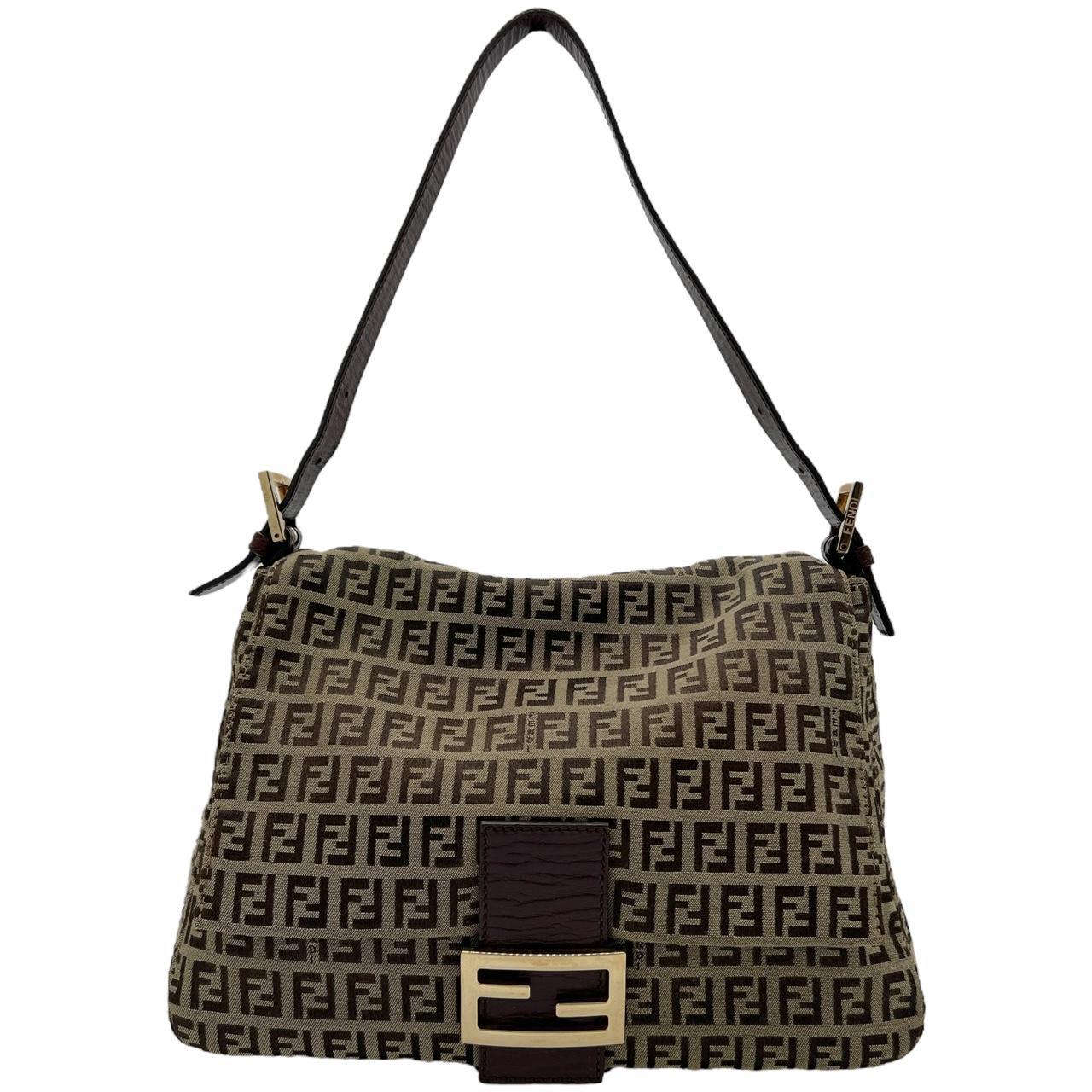 Fendi Mama Baguette Bag Brown Beige Monogram Canvas