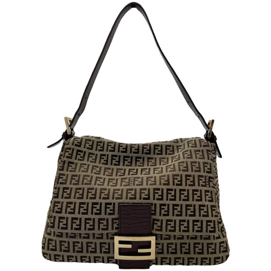 Fendi Mama Baguette Bag Brown Beige Monogram Canvas