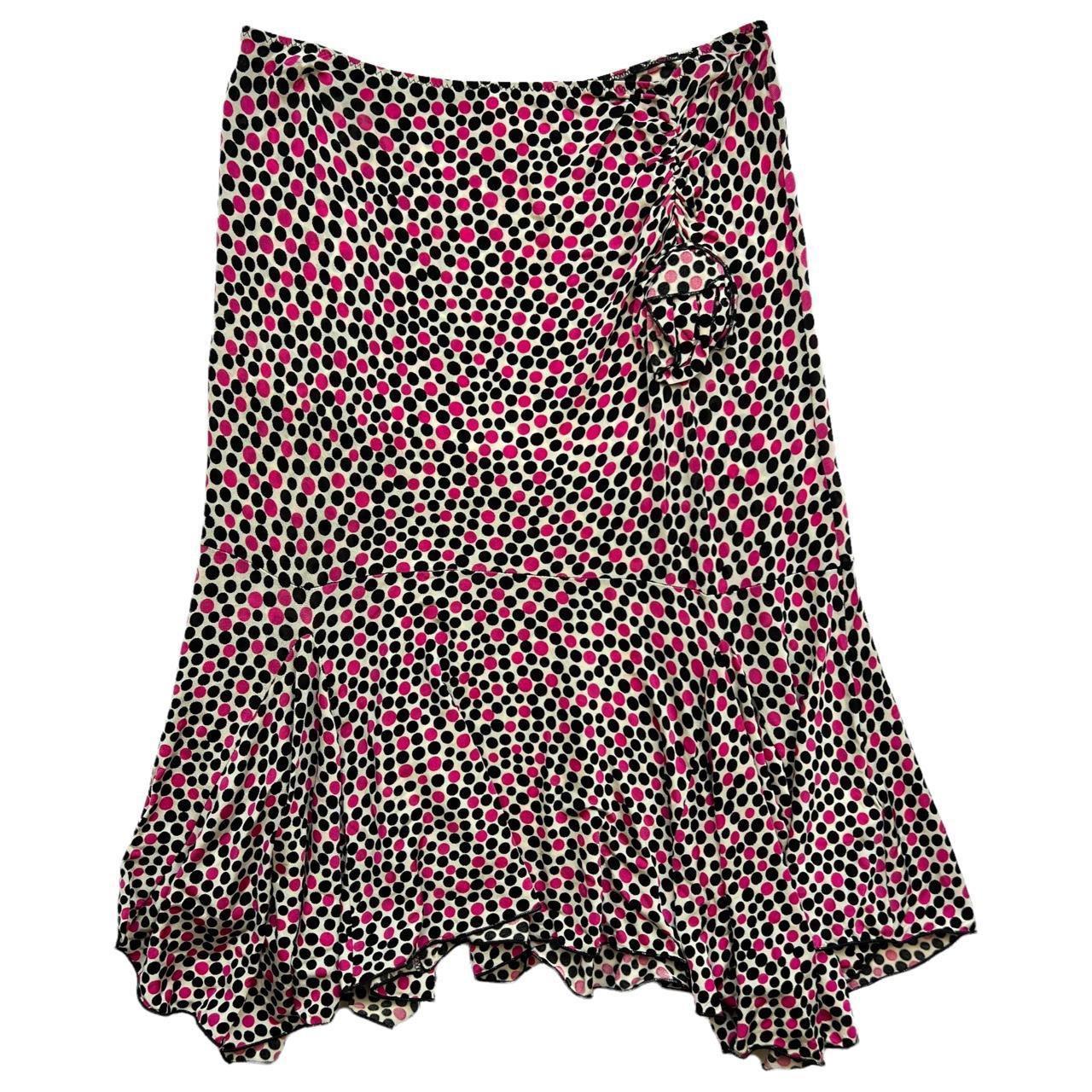 Blugirl By Blumarine Polkadot Print Asymmetrical Rosette Midi Skirt