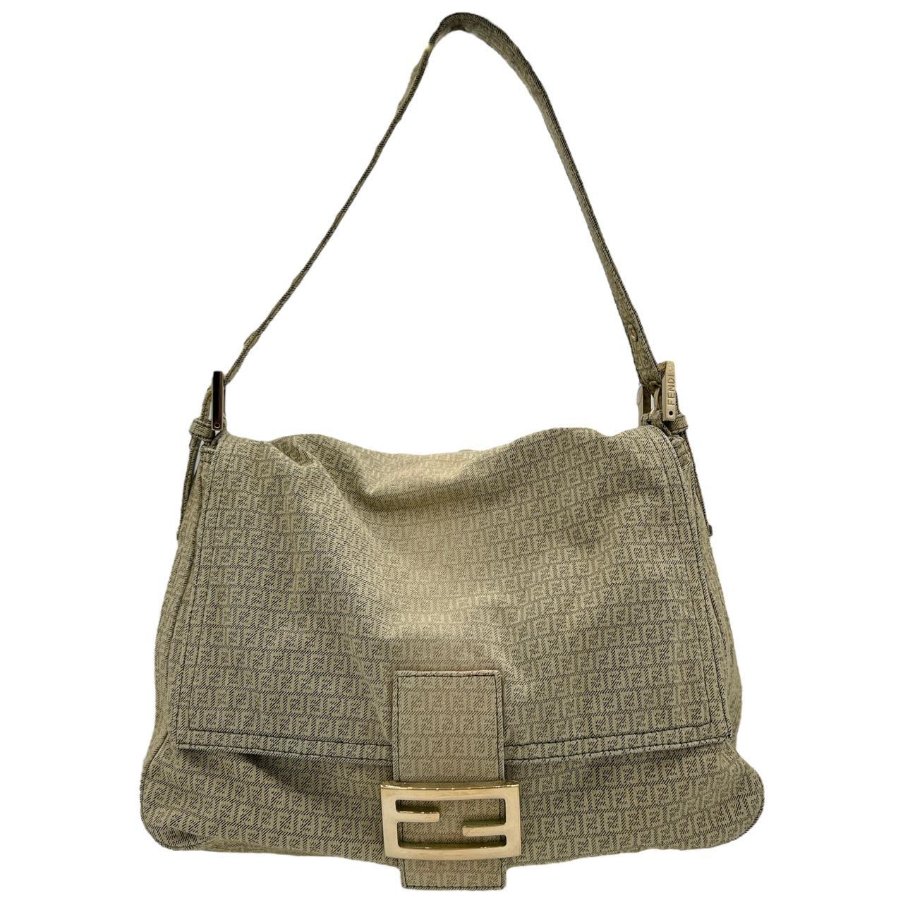 Fendi Khaki Green Zucca Logo Mama Baguette Shoulder Bag