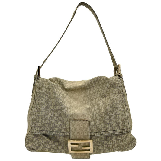 Fendi Khaki Green Zucca Logo Mama Baguette Shoulder Bag