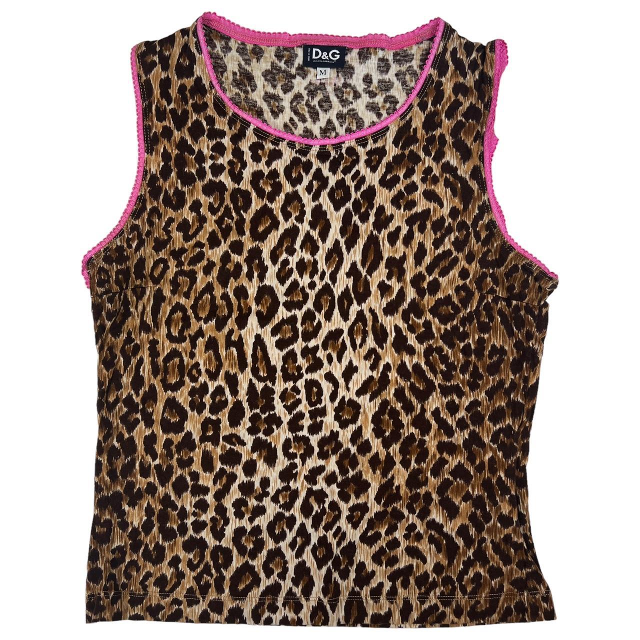 Dolce & Gabbana Leopard Print Tank with Pink Trim - Outfit Repeater