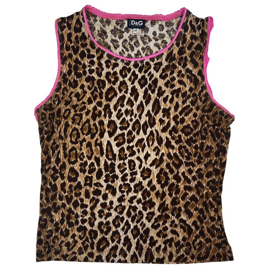 Dolce & Gabbana Leopard Print Tank with Pink Trim - Outfit Repeater