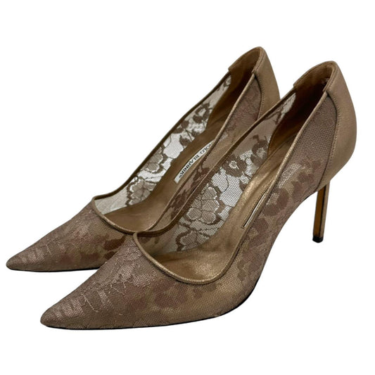 Manolo Blahnik Tan Lace Heels