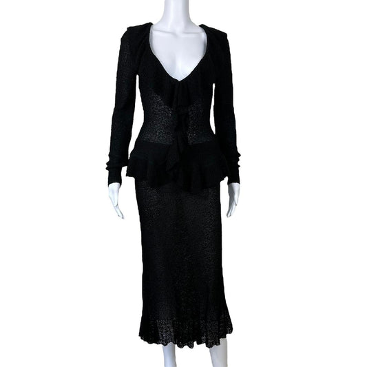 Moschino Couture Black Knit Maxi Skirt & Cardigan Set