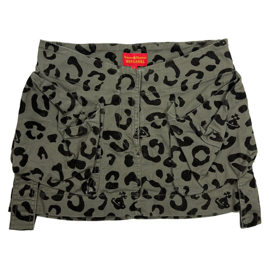 Vivienne Westwood Red Label khaki Green Leopard Print Mini Skirt