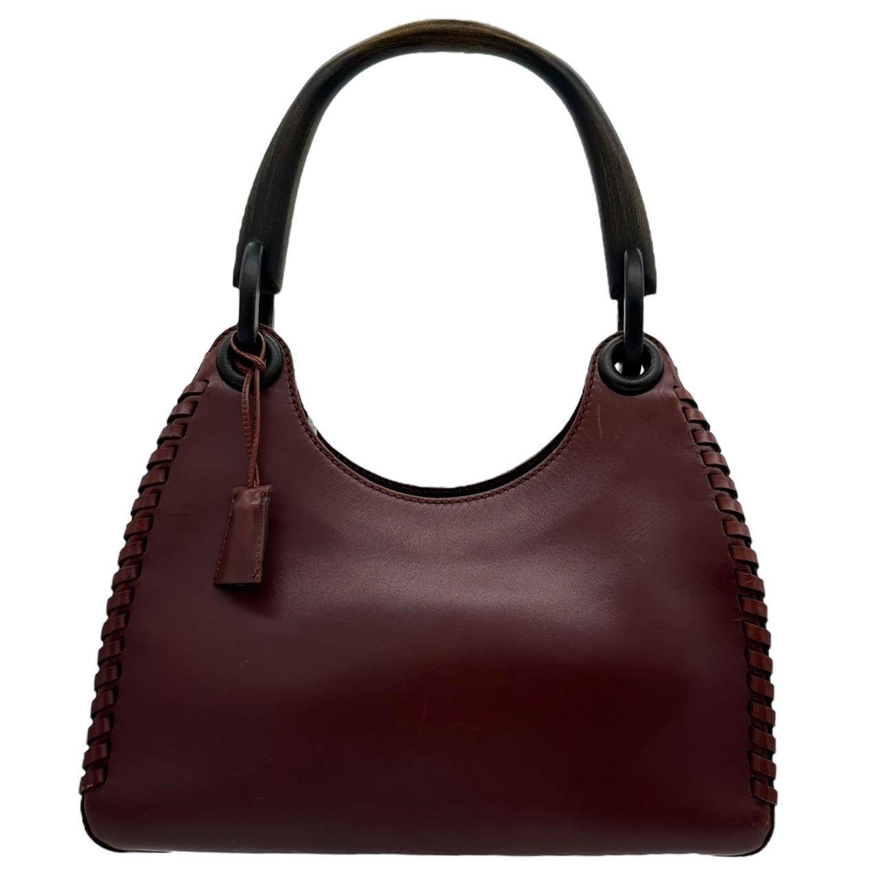 Gucci Burgundy Leather Wooden Handle Shoulder Bag - Outfit Repeater