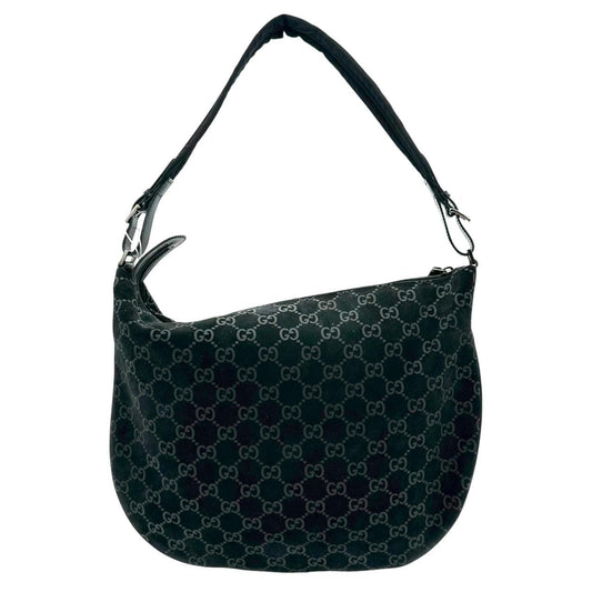 Gucci Black Suede Monogram Embossed Hobo Shoulder Bag - Outfit Repeater