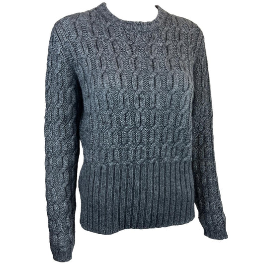 Miu Miu Fall 2013 Gray Cable Knit Crew Neck Pullover Sweater - Outfit Repeater