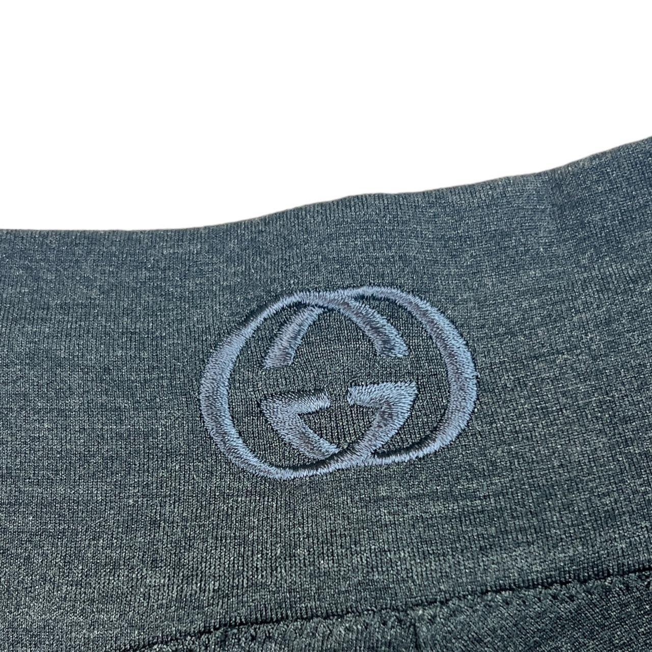 Gucci Gray Cross Front Flare Leggings with Logo Embroidery