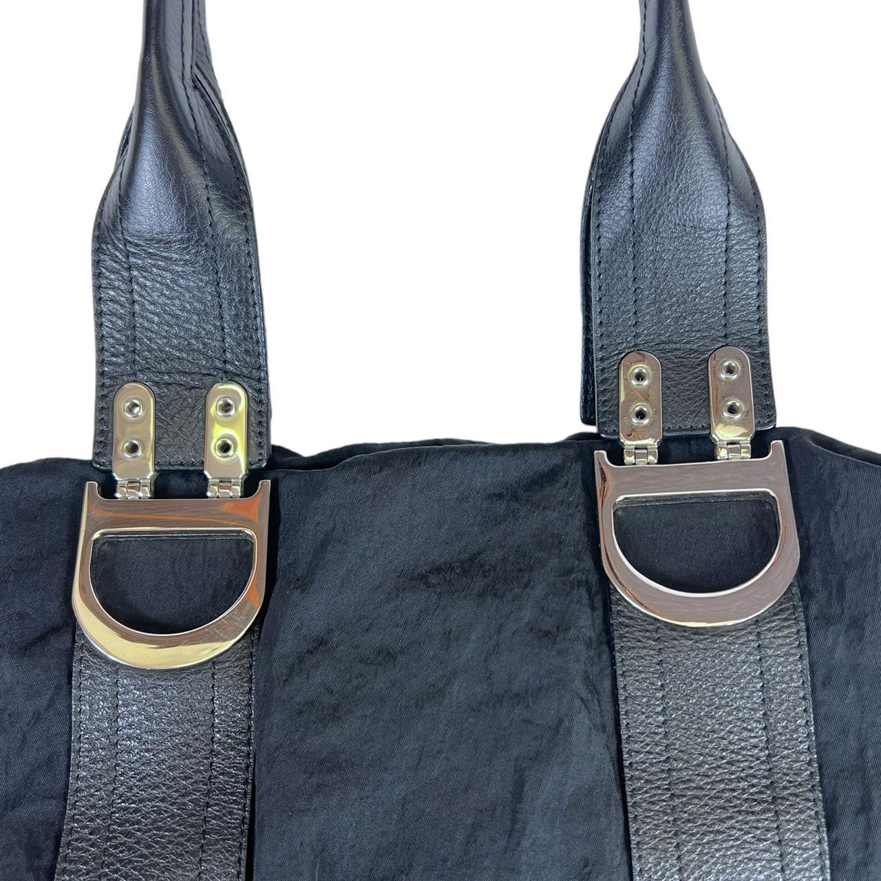 Christian Dior Black Nylon Leather Bowler Shoulder Bag