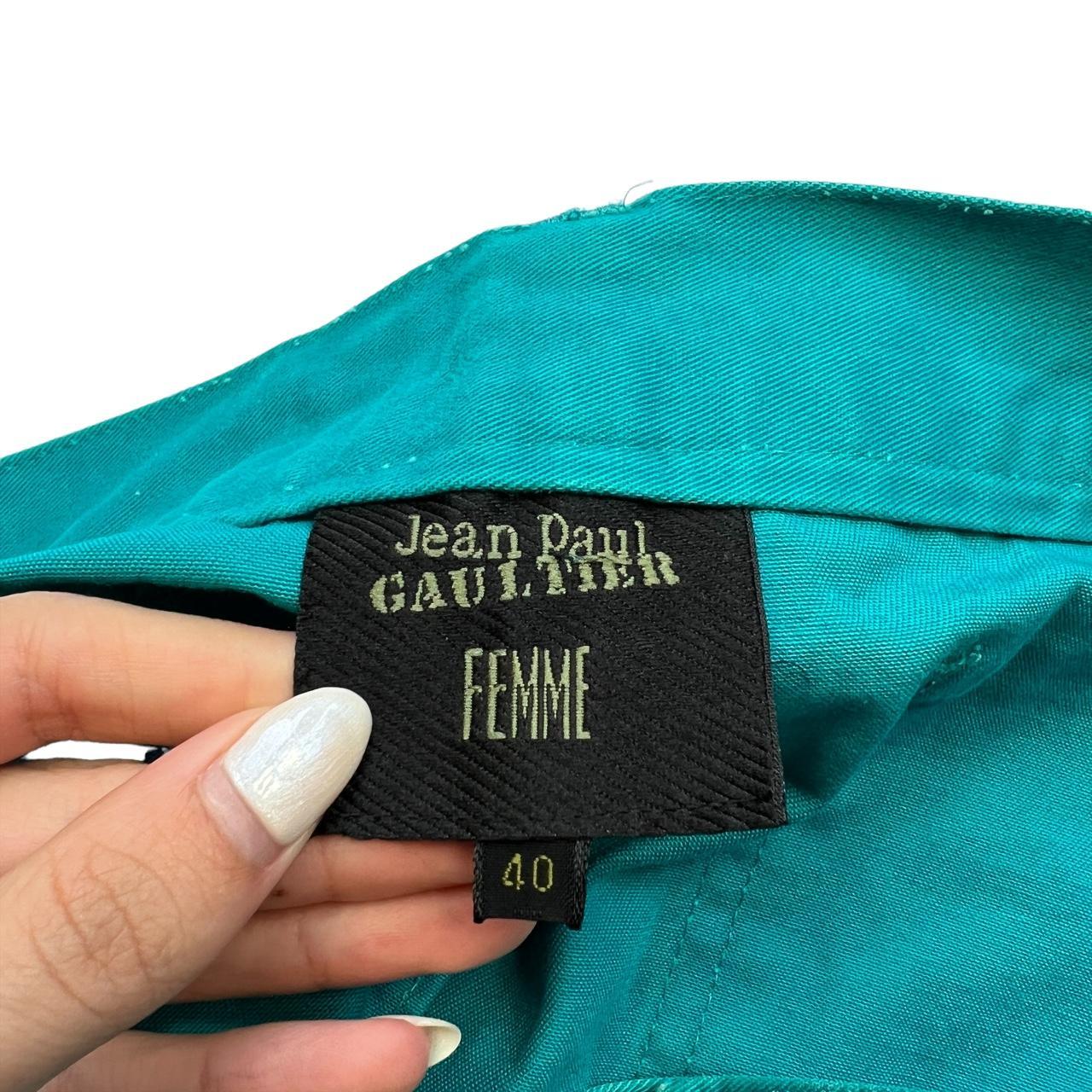 Jean Paul Gaultier Femme Teal Colored Frayed Hem Micro Mini Skirt