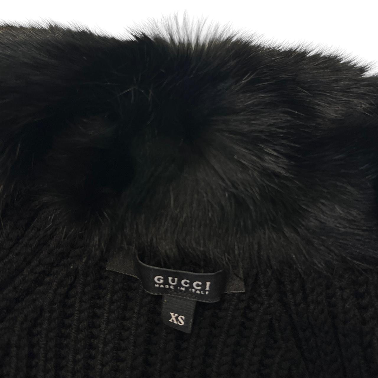 Gucci by Tom Ford Black Wool Cardigan with Rabbit Fur Collar - Outfit Repeater