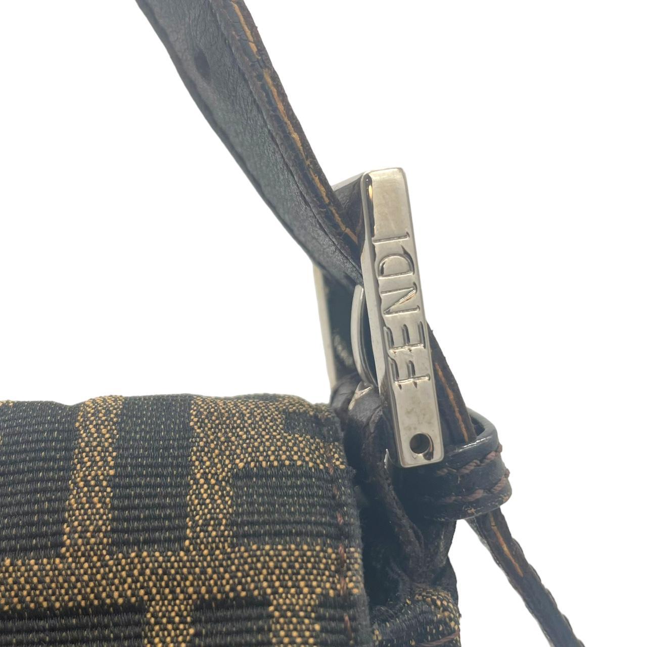 Fendi Baguette Shoulder Bag Brown Black Monogram Canvas