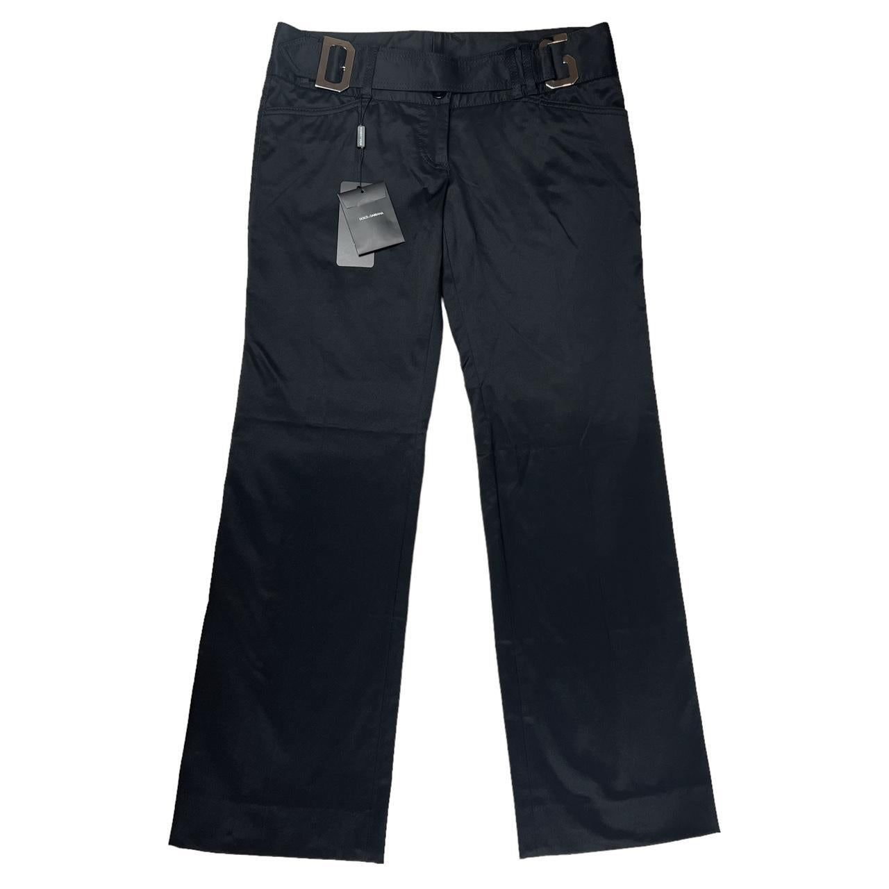 Dolce & Gabbana Black Low Rise Pants with Metal DG Logo Hardware