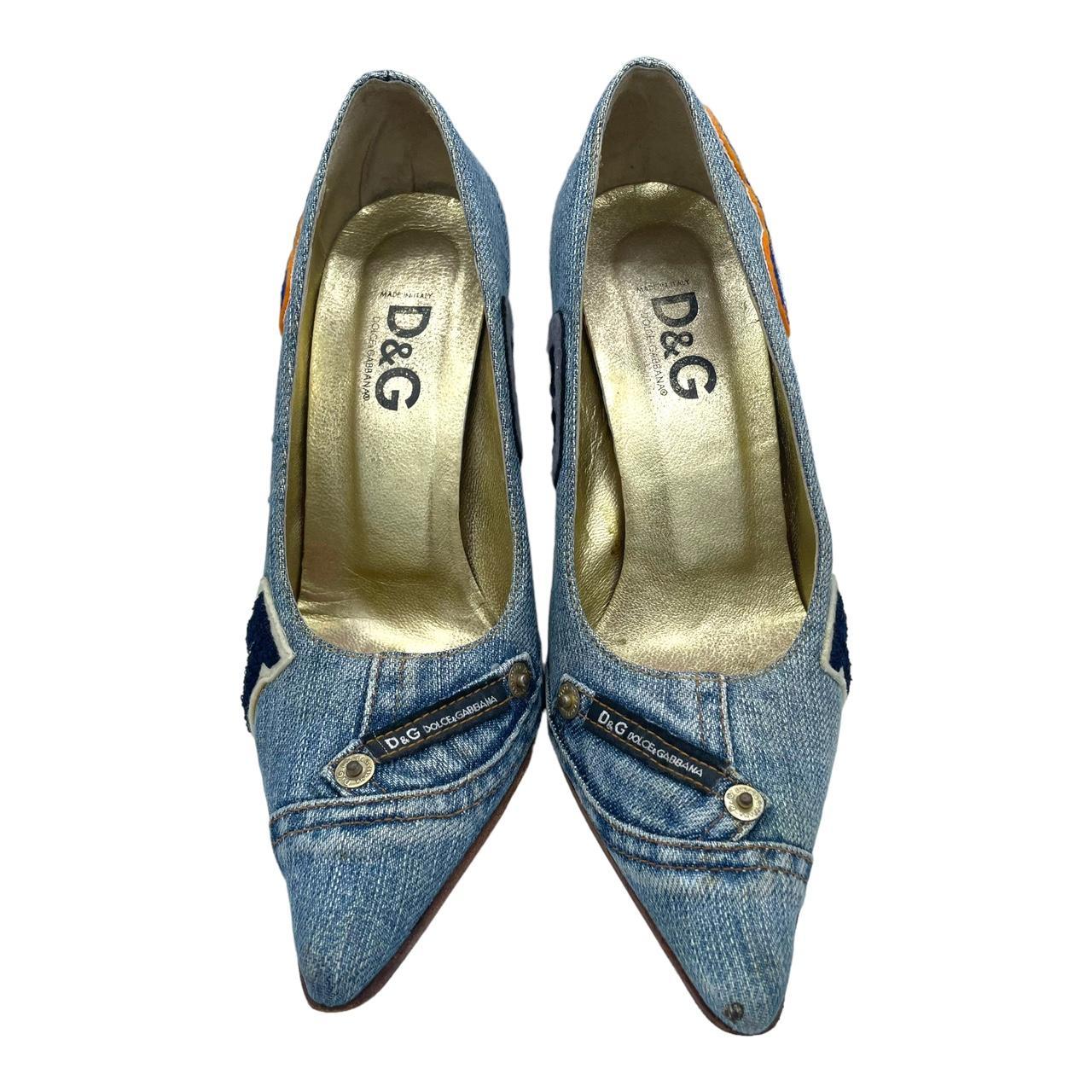 D&G Dolce & Gabbana Denim Patch Heels