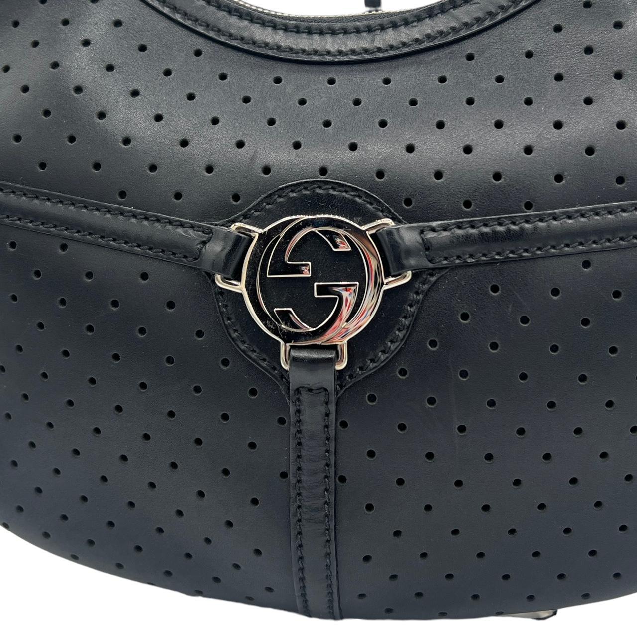 Gucci Black Leather Logo Shoulder Bag